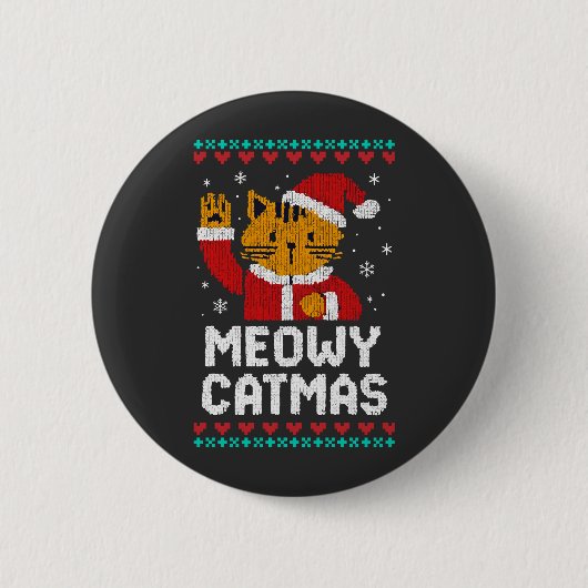 Kattige Kerstmis Ronde Button 5,7 Cm (Voorkant)