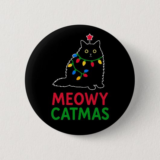 Kattige Kerstmis Ronde Button 5,7 Cm (Voorkant)