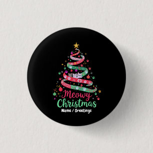 Kattige Kerstmis Schattig & Grappig Vakantieontwer Ronde Button 3,2 Cm