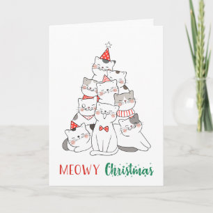 Kattige Kerstmis Schattig Grappige Kattenliefhebbe Kaart