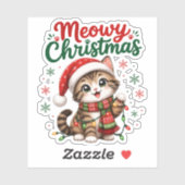 Kattige Kerstmis Schattige Kat Vakantie Sticker (Vel)