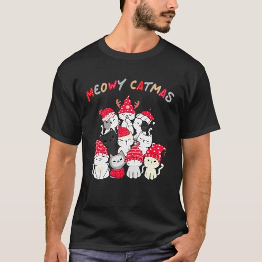 Kattige Kerstmis T-shirt (Voorkant)