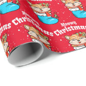 Kattige Kerstpatroon Grappige Katten Kerst Wrap Cadeaupapier (Rol Hoek)