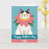 Kattige Moederdag kaart (Gele Bloem)