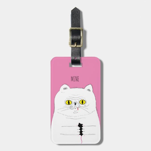 Kattige muis grappige tekening bagagelabel (Voorkant verticaal)