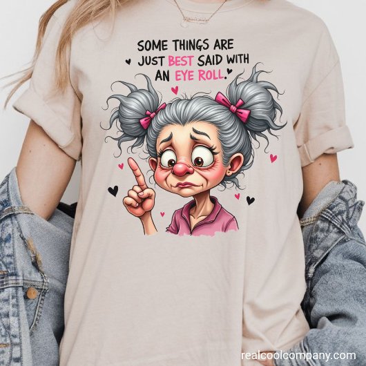 Kattige oma's rollen met hun ogen Tri-Blend shirt