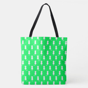 Kattige pret voor altijd Whimsical katten groen Tote Bag