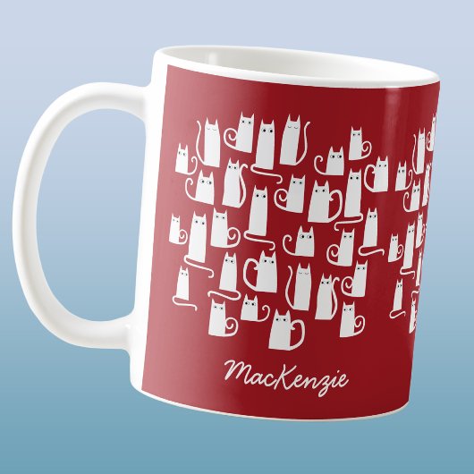 Kattige Rode Witte Fun Koffiemok