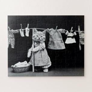 Kattige wasdag legpuzzel