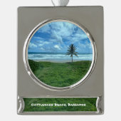 Kattlewash Beach, Barbados Ornament Verzilverd Banner Ornament (Voorkant)