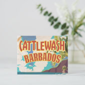 Kattlewash Beach Barbados reisposter. Briefkaart (Staand voorkant)