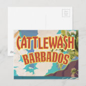Kattlewash Beach Barbados reisposter. Briefkaart (Voorkant / Achterkant)