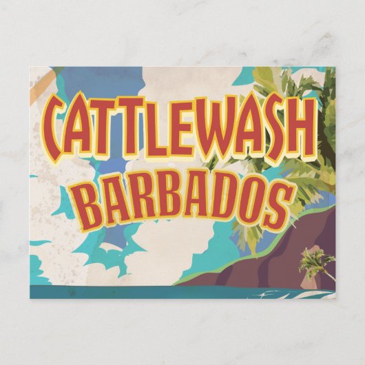 Kattlewash Beach Barbados reisposter. Briefkaart (Voorkant)