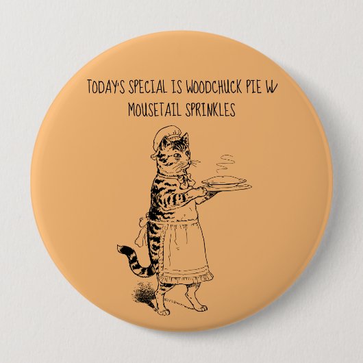 Kattnernerster die taart serveert grappige kat kno ronde button 4,0 cm (Voorkant)