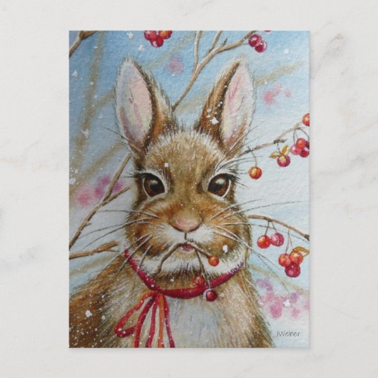 Kattontail Bunny Rabbit Bitterzoete Waterverf Art Briefkaart (Voorkant)