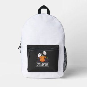 Kattoween Grappig Halloween Kat Geest Pompoen Ontw Bedrukte Rugzak