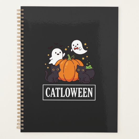Kattoween Grappig Halloween Kat Geest Pompoen Ontw Planner (Voorkant)