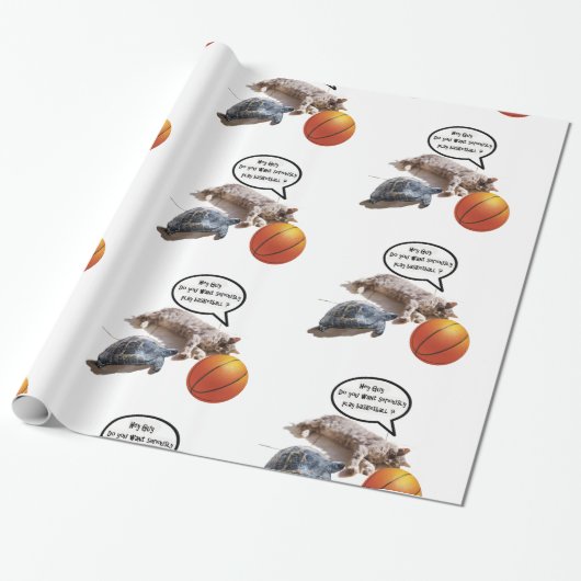 KATTURTLE EN BASKETBALL CADEAUPAPIER (Uitgerold)