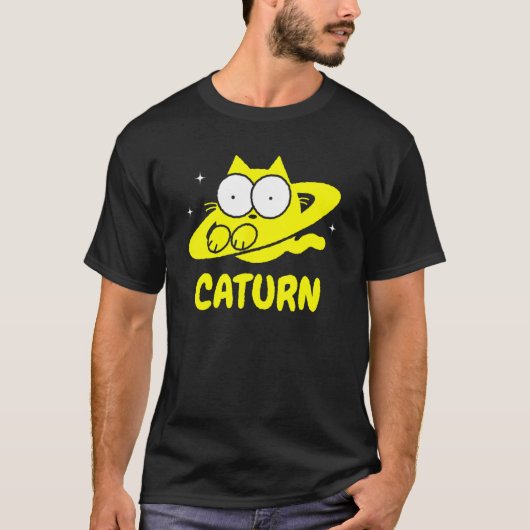 Katurnus Kat  Ruimte Saturnus Doodle T-shirt (Voorkant)