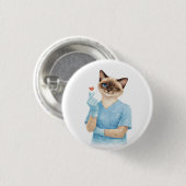 Katverpleegster met mini-hart dat Liefde stuurt Ronde Button 3,2 Cm (Voorkant /achterkant)