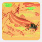 katvis vierkante sticker (Voorkant)