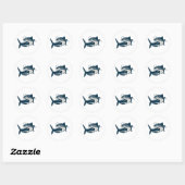 katvis zwemt op ronde sticker (Vel)