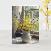 Katwilg en Forsythia Boeket Kaart (Gele Bloem)