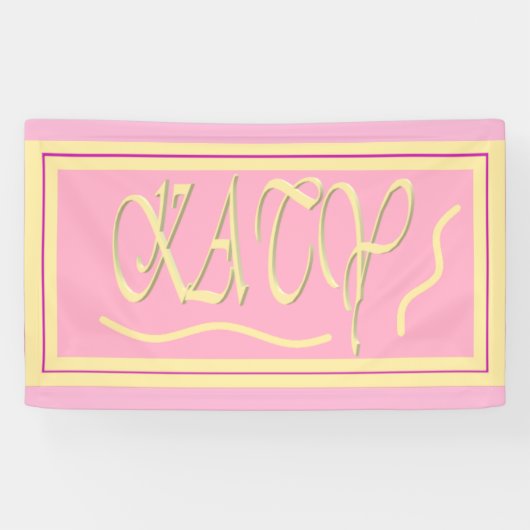 Katy design roze en gladde crème belettering poef spandoek (Horizontaal)