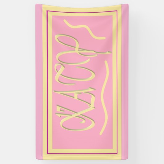 Katy design roze en gladde crème belettering poef spandoek (Verticaal)