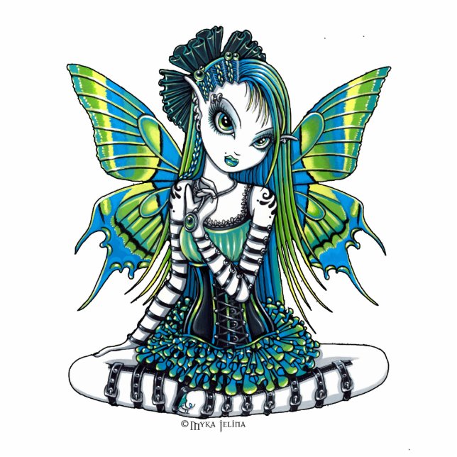 "Katy" Green Tattoo Faerie Foto Sculpture Staand Fotobeeldje (Voorkant)