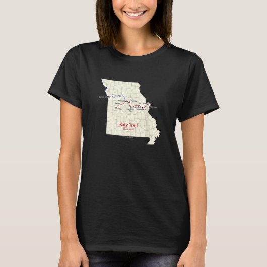 Katy Trail Route Map T-shirt (Voorkant)