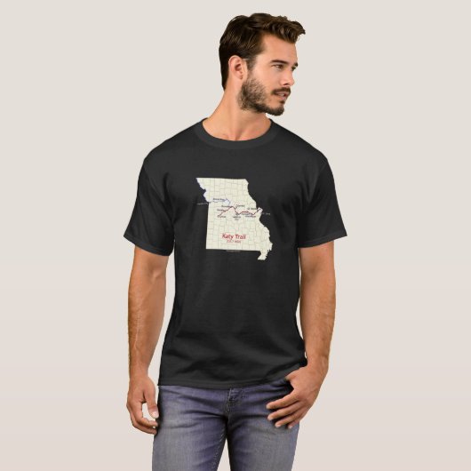 Katy Trail Route Map T-shirt (Voorkant volledig)