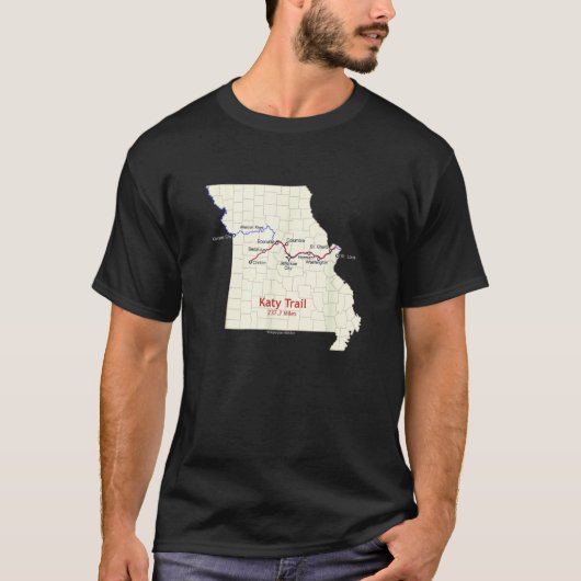 Katy Trail-routekaart T-shirt (Voorkant)