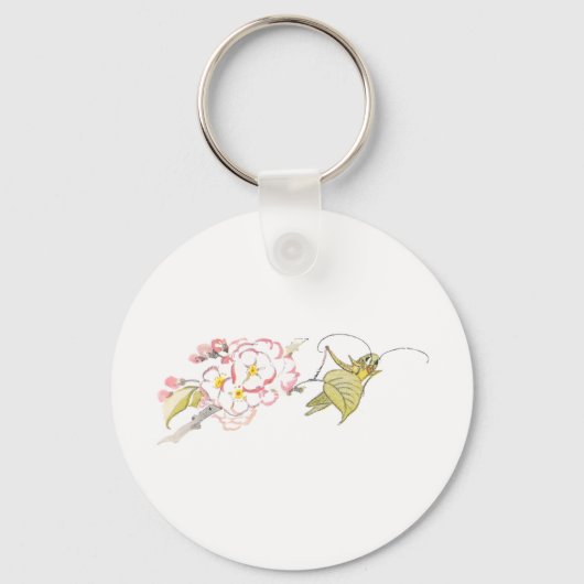 Katydid met Cherry Blossom Sleutelhanger (Voorkant)