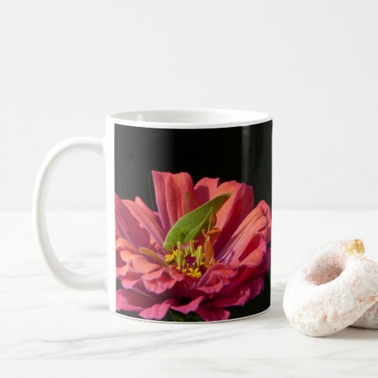 Katydid op Zinnia Koffiemok (Met donut)