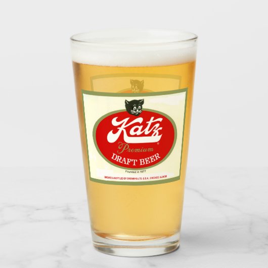 Katz Draft Beer, Drewrys, Chicago, IL Glas (Voorkant gevuld)