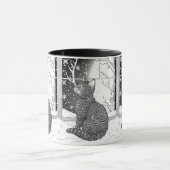 Kätzchen am Fenster Schneeflocken Sternenhimmel Mok (Midden)