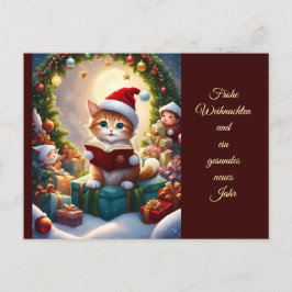 Katze als Weihnachtsmann verkleidet Briefkaart