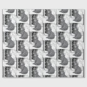 Katze am Fenster mit Schneeflocken Sternenhimmel Cadeaupapier (Vlak)