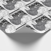 Katze am Fenster mit Schneeflocken Sternenhimmel Cadeaupapier (Hoek)