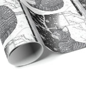 Katze am Fenster mit Schneeflocken Sternenhimmel Cadeaupapier (Rol Hoek)