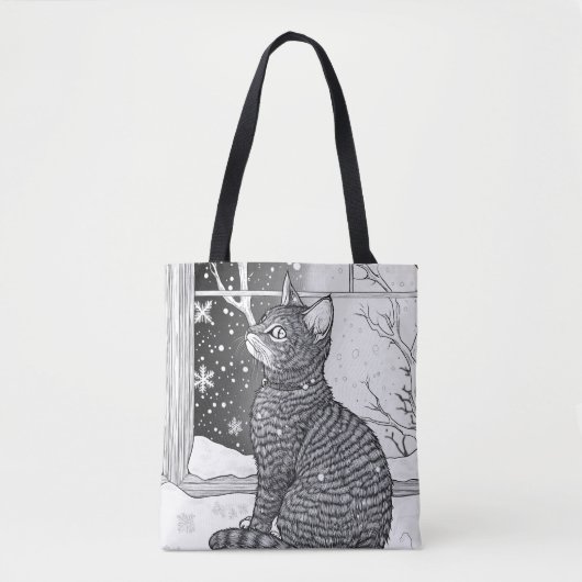 Katze am Fenster mit Sternenhimmel Tote Bag (Voorkant)