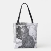 Katze am Fenster mit Sternenhimmel Tote Bag (Achterkant)