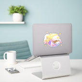 Katze auf dem Mond Sticker (Laptop op bureau)