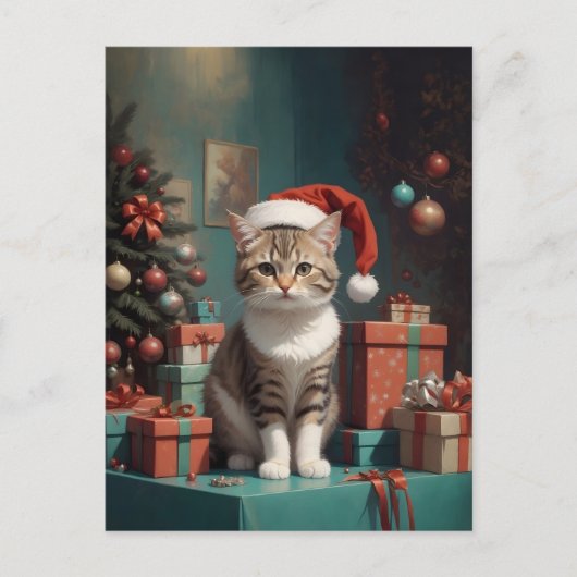 Katze auf dem Weihnachtstisch Briefkaart (Voorkant)