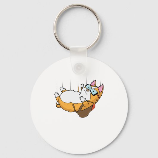 Katze beim Fallschirmspringen mit Fallschirm Sleutelhanger (Voorkant)
