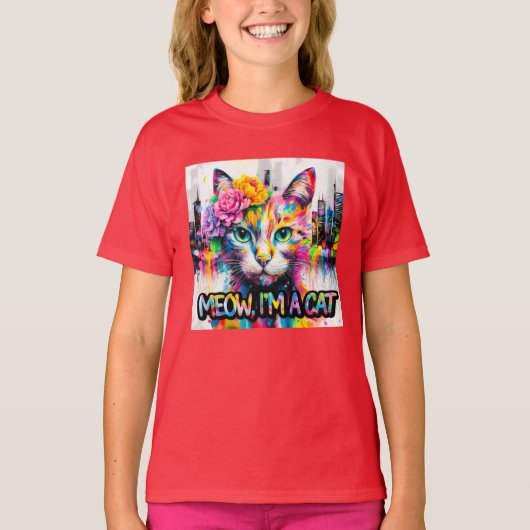 Katze bunt  t-shirt (Voorkant)