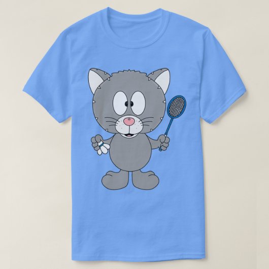 Katze Cat Federball Badminton Sport Tier Kinder Fu T-shirt (Design voorkant)
