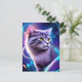 Katze , Hintergrund in dezentem Neon Farben  Briefkaart (Staand voorkant)