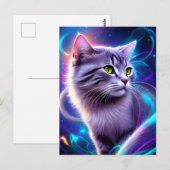 Katze , Hintergrund in dezentem Neon Farben  Briefkaart (Voorkant / Achterkant)